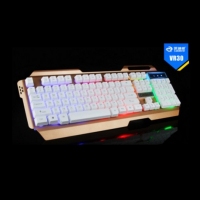 凯迪威VR30（白色） USB彩虹背光机械手感19键无冲有线发光LOL游戏金属键盘