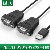 绿联30769 usb转RS232串口线2口db9针公头COM口