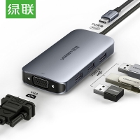 绿联 50210 Type-C扩展坞苹果/华为P30手机 USB-C转VGA转换...