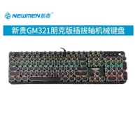 新贵GM321（朋克版）键盘有线USB青轴机械键盘游戏电竞网吧炫酷灯效
