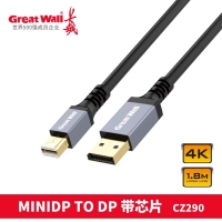 长城CZ290 MiniDP转DP 1.8米 带芯片4K 铝合金款